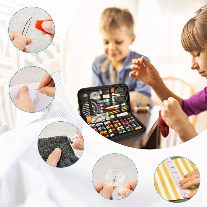 Complete Home Travel Sewing Kit Thread Threader Needle Tape Measure Scissor Thimble For Quick Fixes 0