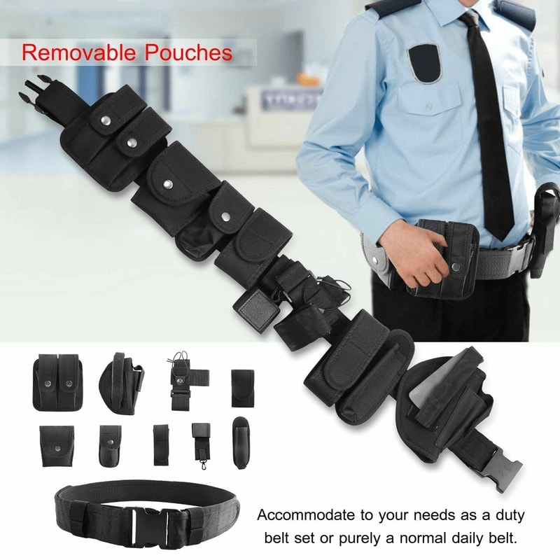 Police Security Guard Duty Belt Black Tactical Nylon Kit Utility Kit System With Pouch 1