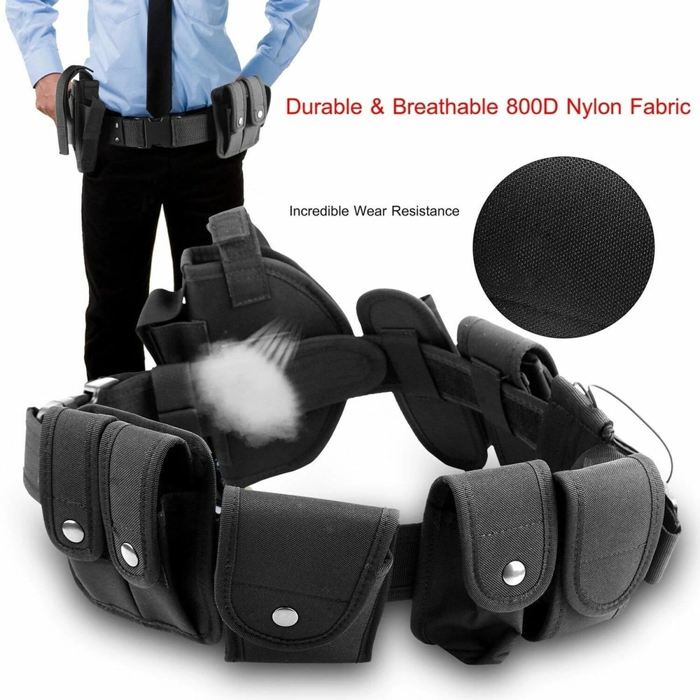 Police Security Guard Duty Belt Black Tactical Nylon Kit Utility Kit System With Pouch 2