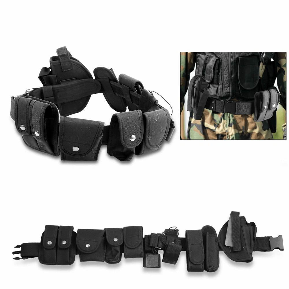 Police Security Guard Duty Belt Black Tactical Nylon Kit Utility Kit System With Pouch 8