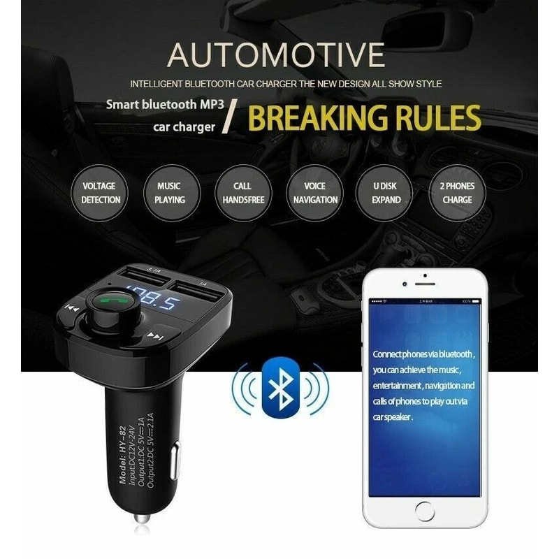 Wireless Radio Bluetooth Car FM Transmitter MP3 Player With Fast USB Charger 1