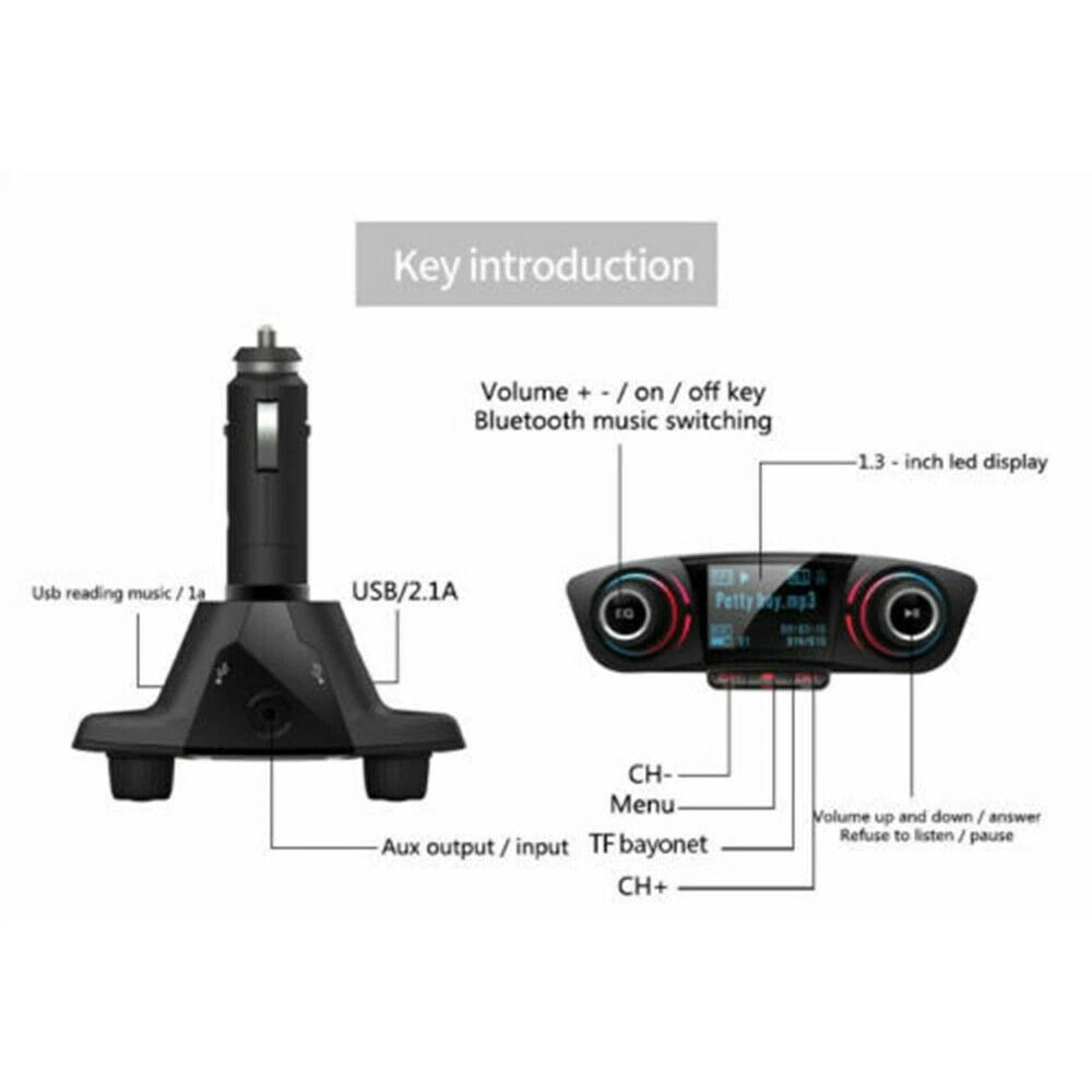Bluetooth Car FM Transmitter Hands Free Radio Adapter MP3 Player USB Charger Kit For Auto Use 2