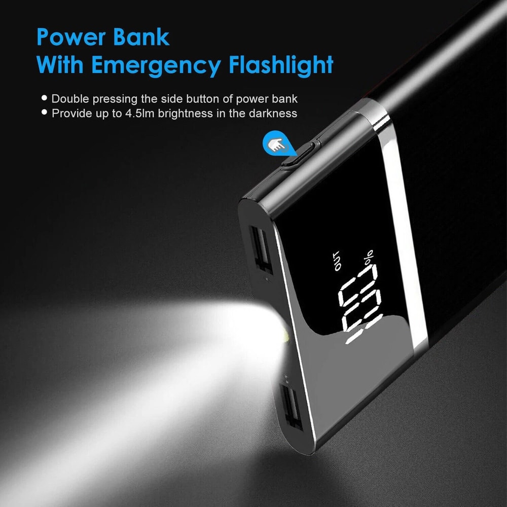Ultra Thin Superslim Portable Power Bank LCD LED Dual USB Battery Backup Charger Perfect For Fast C 1