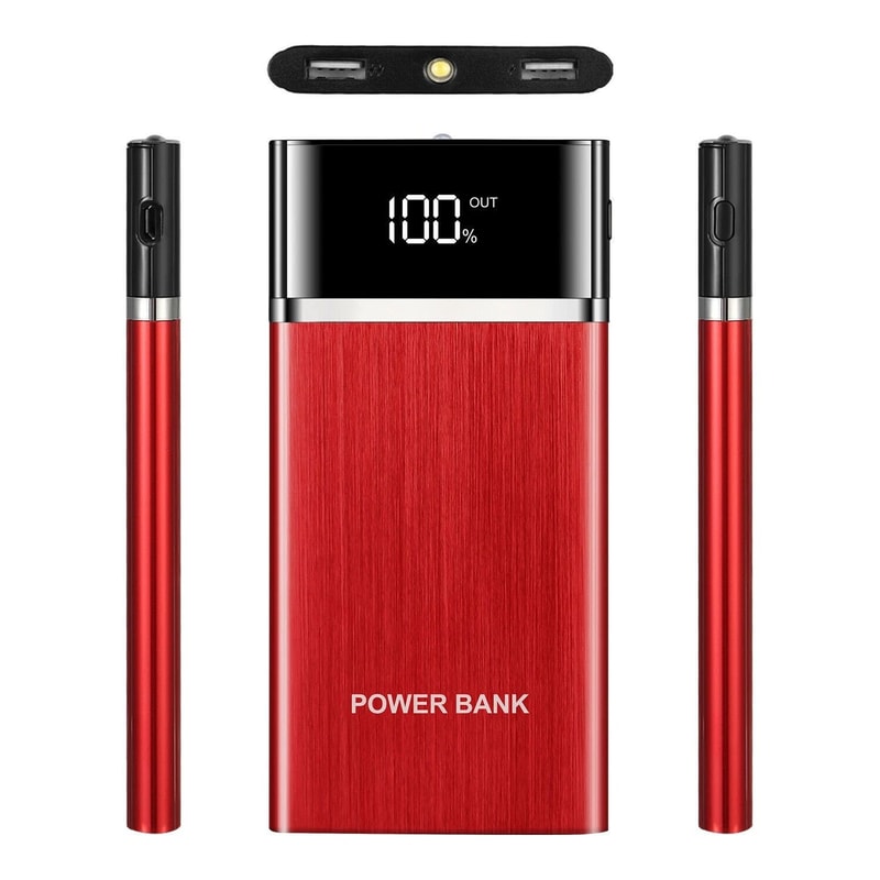 Ultra Thin Superslim Portable Power Bank LCD LED Dual USB Battery Backup Charger Perfect For Fast C 10