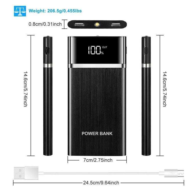 Ultra Thin Superslim Portable Power Bank LCD LED Dual USB Battery Backup Charger Perfect For Fast C 4