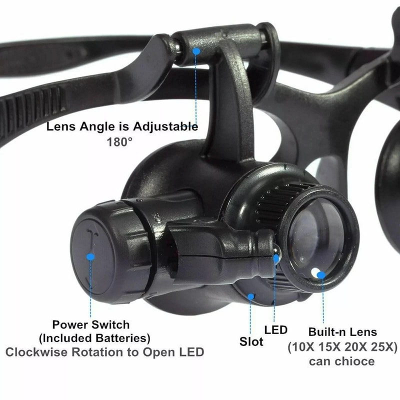 Jewelry Watch Repair Loupe Glasses With LED Light Double Eye Magnifier 8 Lens For Detailed Inspecti 1
