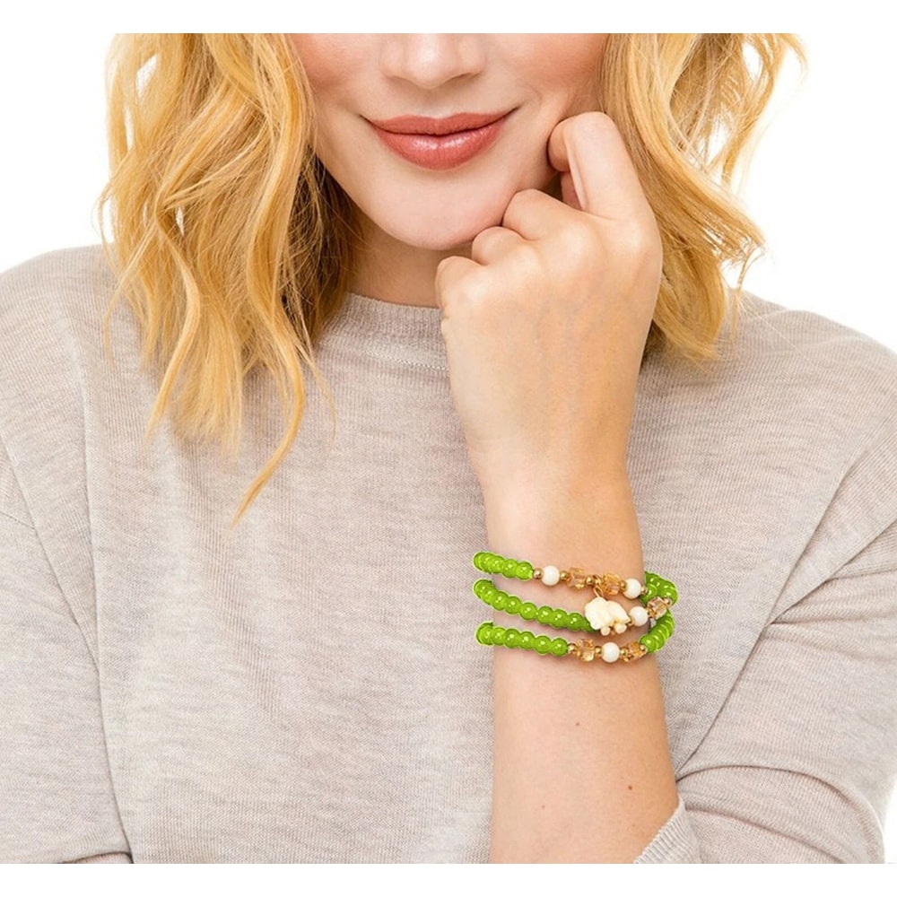 Handmade Beads Bangle Natural Round Gemstone Stretchable Bracelet Perfect For Gift Giving Stylish A 0