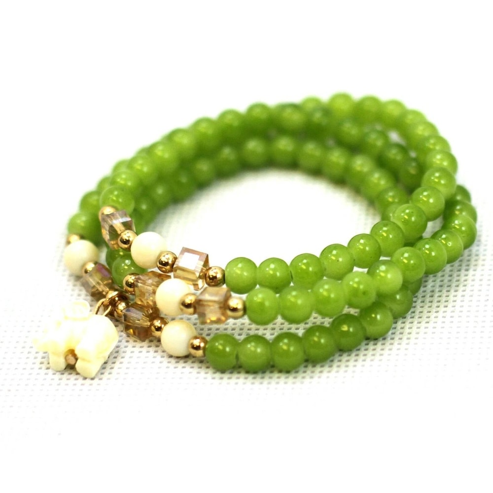 Handmade Beads Bangle Natural Round Gemstone Stretchable Bracelet Perfect For Gift Giving Stylish A 1