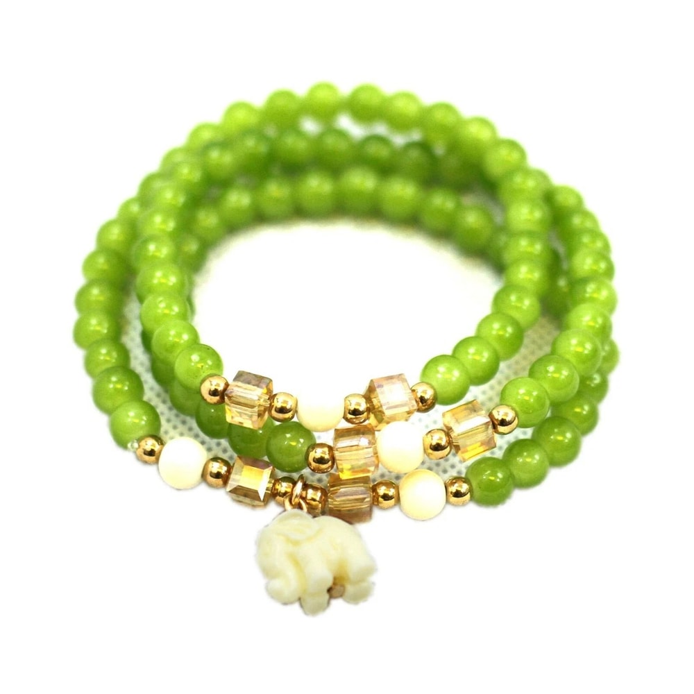 Handmade Beads Bangle Natural Round Gemstone Stretchable Bracelet Perfect For Gift Giving Stylish A 2