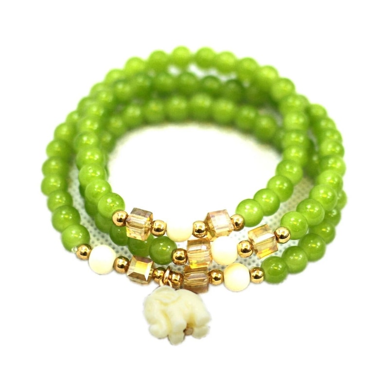 Handmade Beads Bangle Natural Round Gemstone Stretchable Bracelet Perfect For Gift Giving Stylish A 2