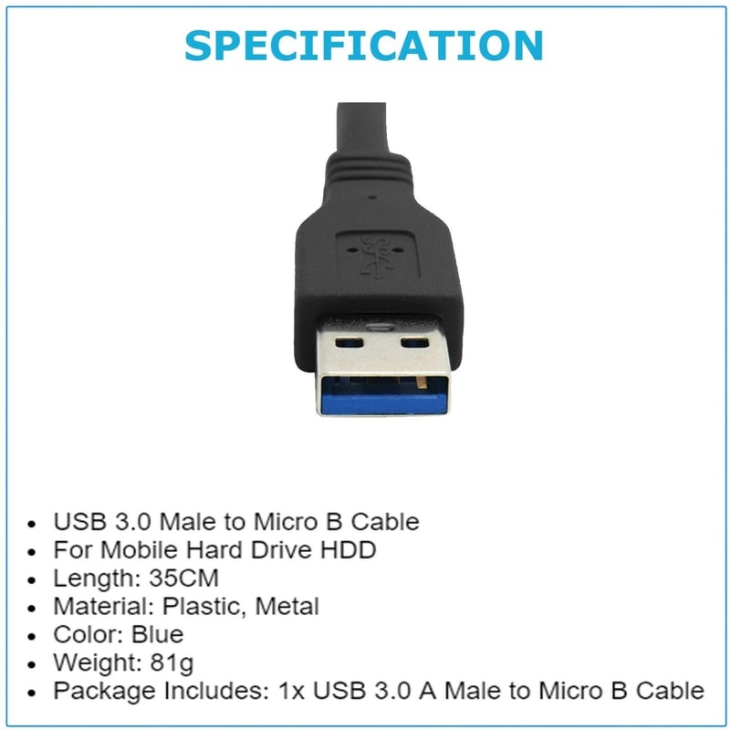 USB Cable Cord For Seagate Backup Plus Slim Portable External Hard Drive HDD HighSpeed Charging Cab 1