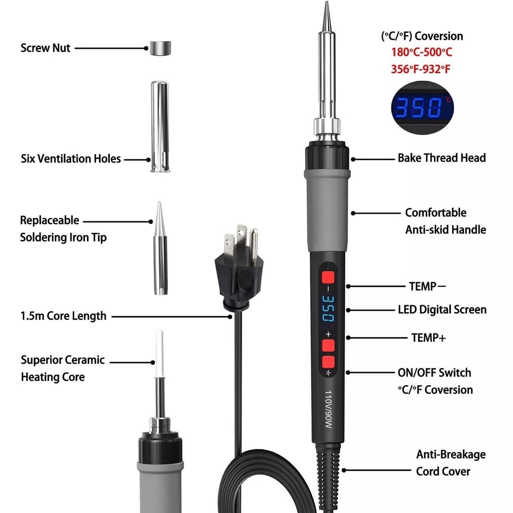 Adjustable Digital Electric Soldering Iron Kit Welding Tool Solder Gun Ideal For DIY And Repairs 6