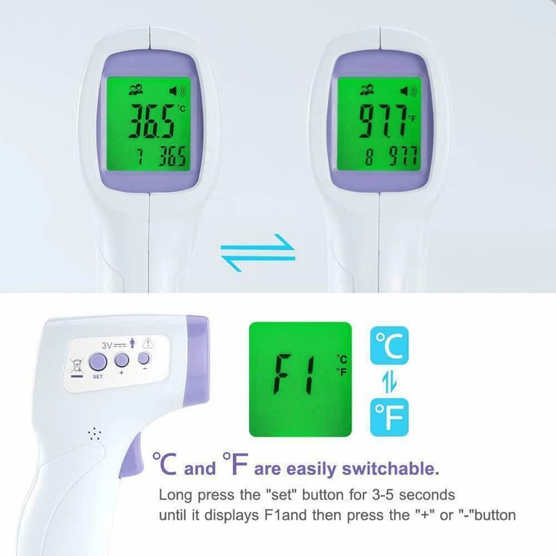 Noncontact Forehead Baby Temperature Gun Large LCD Digital Infrared Thermometer Instant Readings Fo 5