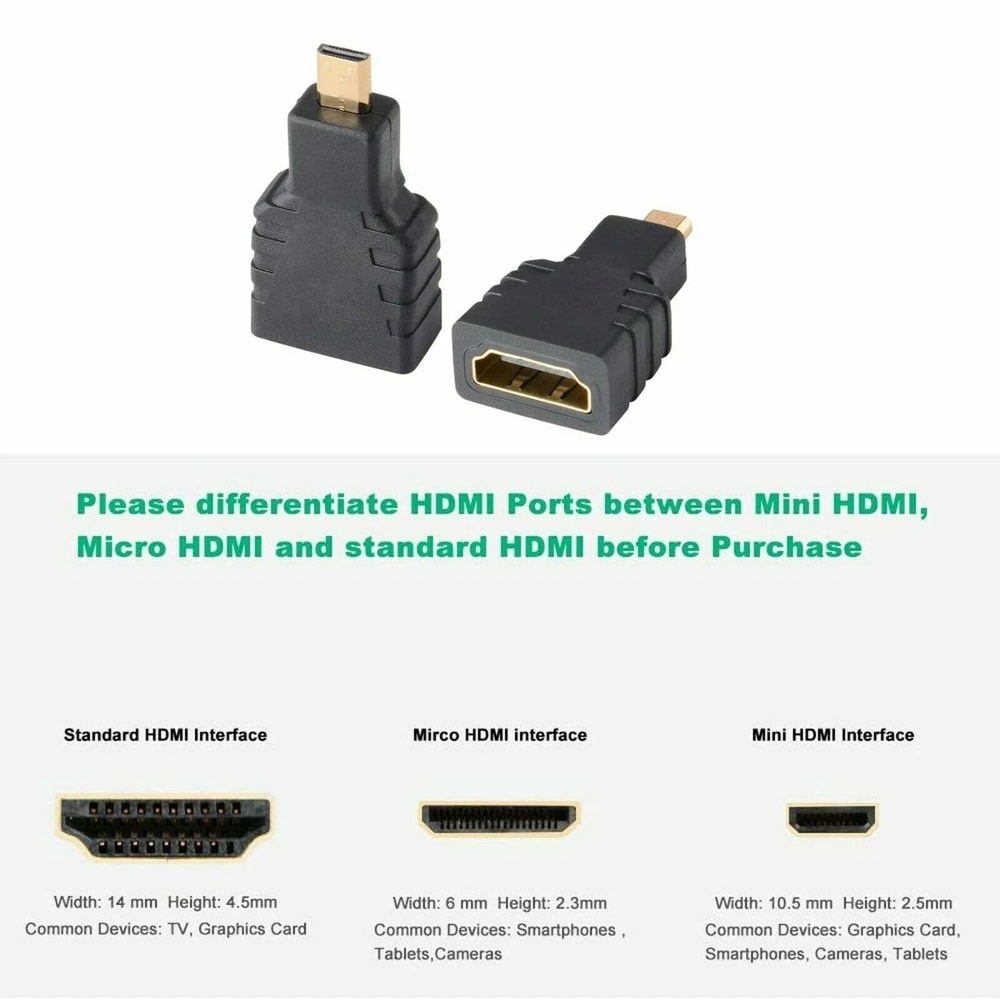 HDMI Type A Female To Micro HDMI Type D Male Plated Adapter Converter Connector For Seamless Device 4