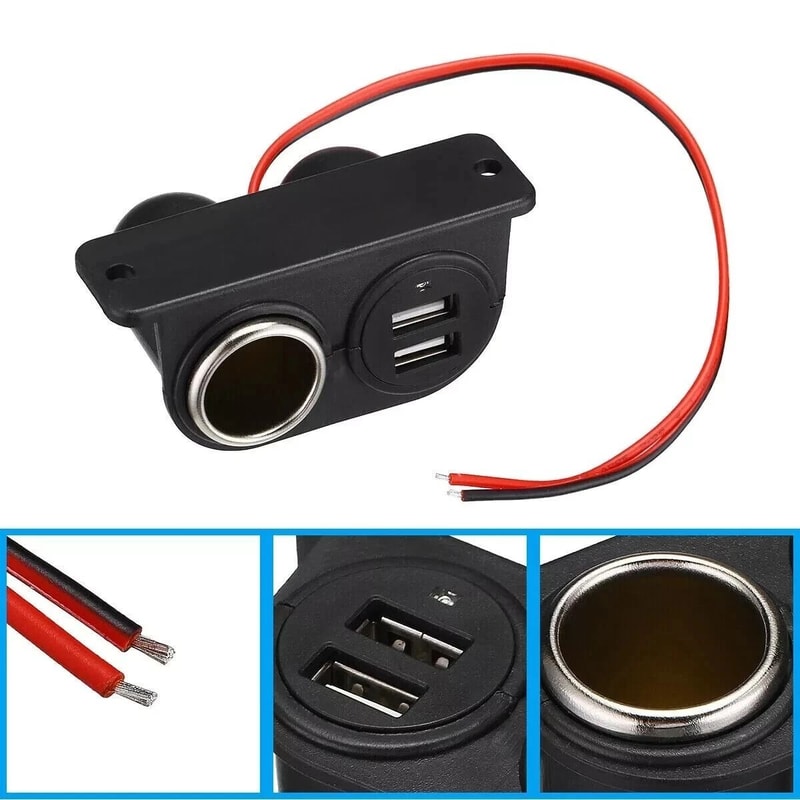 Dual USB Car Cigarette Lighter Splitter 12V Power Adapter Outlet For Vehicles 5