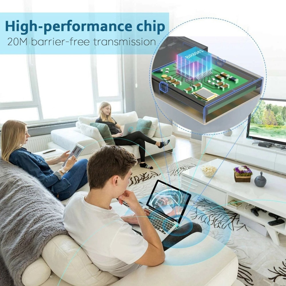 Bluetooth 50 USB Wireless Audio Music Stereo Adapter Dongle Receiver For TV PC 3