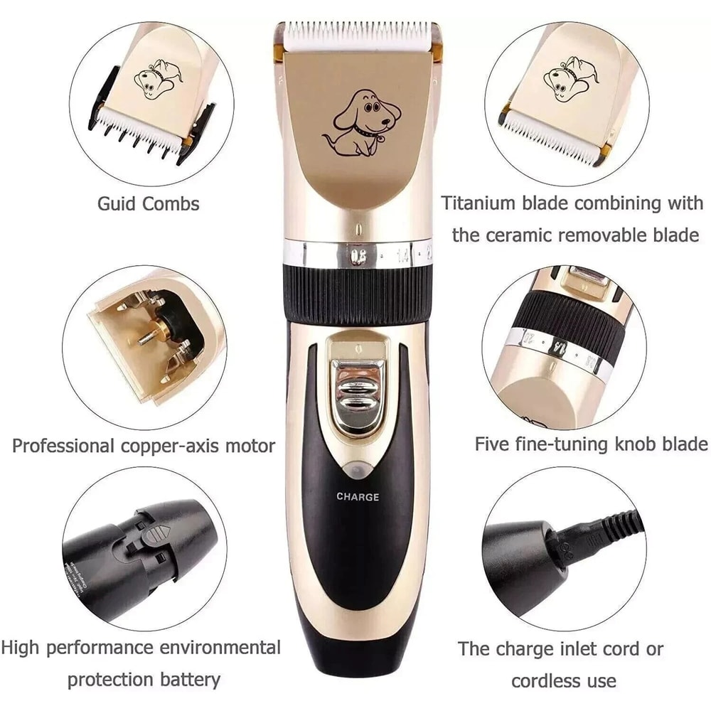 Rechargeable Cordless Electric Hair Clipper Trimmer Set Dog Cat Pet Grooming Kit For Effortless Gro 11