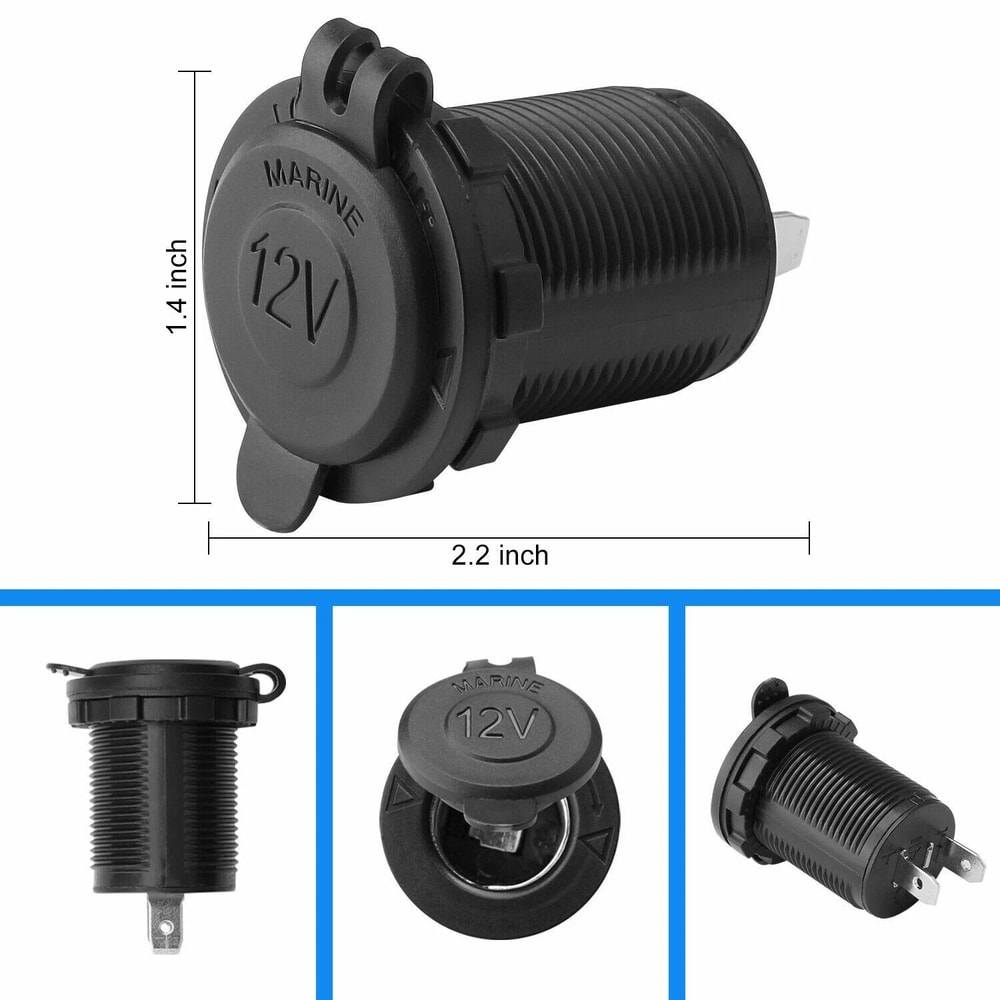 Motorcycle Boat 12V Waterproof Car Socket Cigarette Lighter Power Plug Outlet For Reliable Charging 6