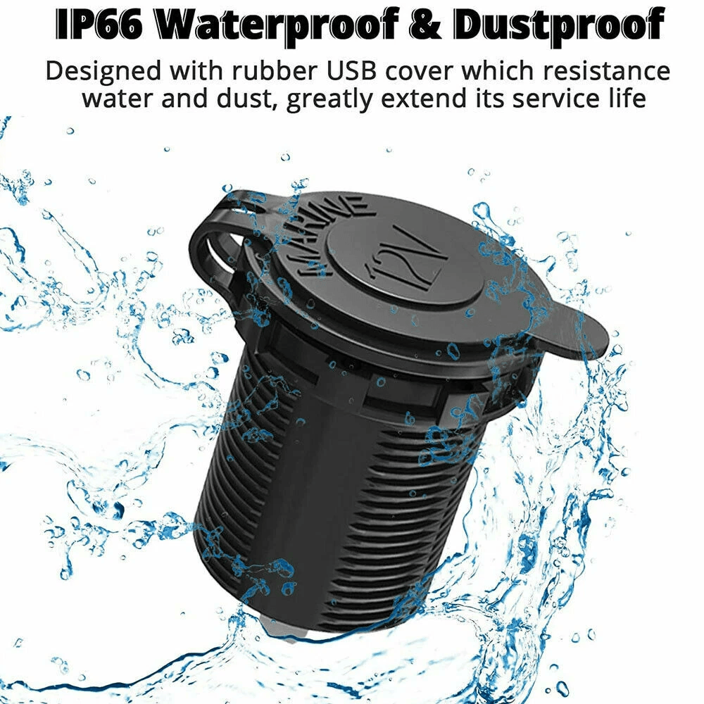 Motorcycle Boat 12V Waterproof Car Socket Cigarette Lighter Power Plug Outlet For Reliable Charging 9