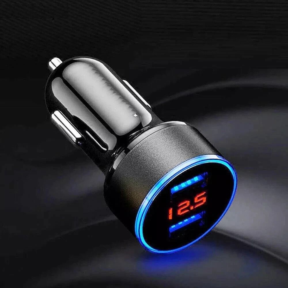 Car Cigarette Charger Dual Ports USB Lighter Digital LED Voltmeter For Vehicles 0