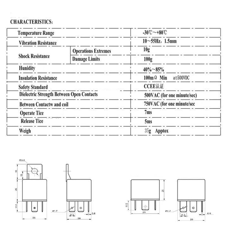 Automotive Relay With Wires Harness Socket Set Amp 5Pin SPST For Car And RV Electrical Systems 3