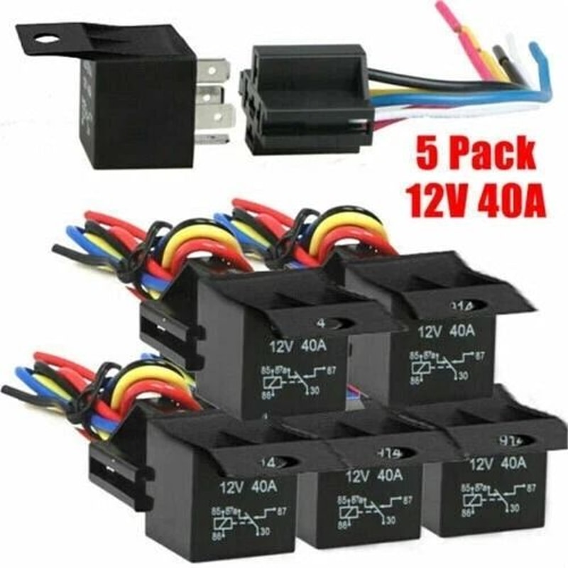 Automotive Relay With Wires Harness Socket Set Amp 5Pin SPST For Car And RV Electrical Systems 7