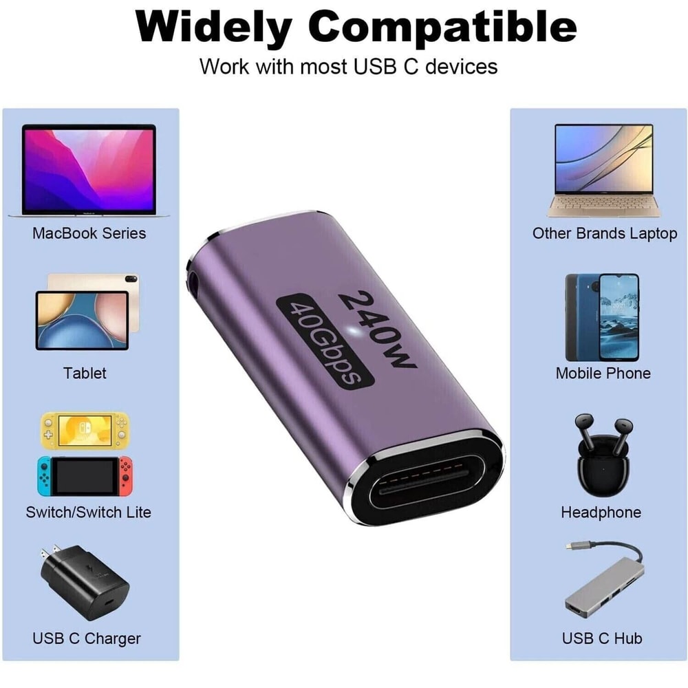 USB Type C Female To Female Adapter Coupler Thunderbolt Compatibility 3