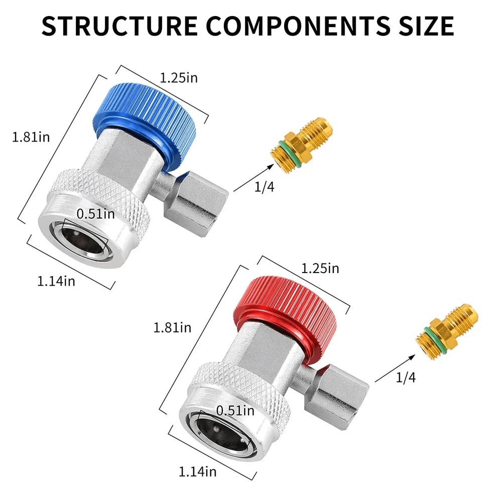 Auto AC Quick Connector Adapter Coupler Manifold Gauge For LowHigh HVAC Systems Precision Tool 4