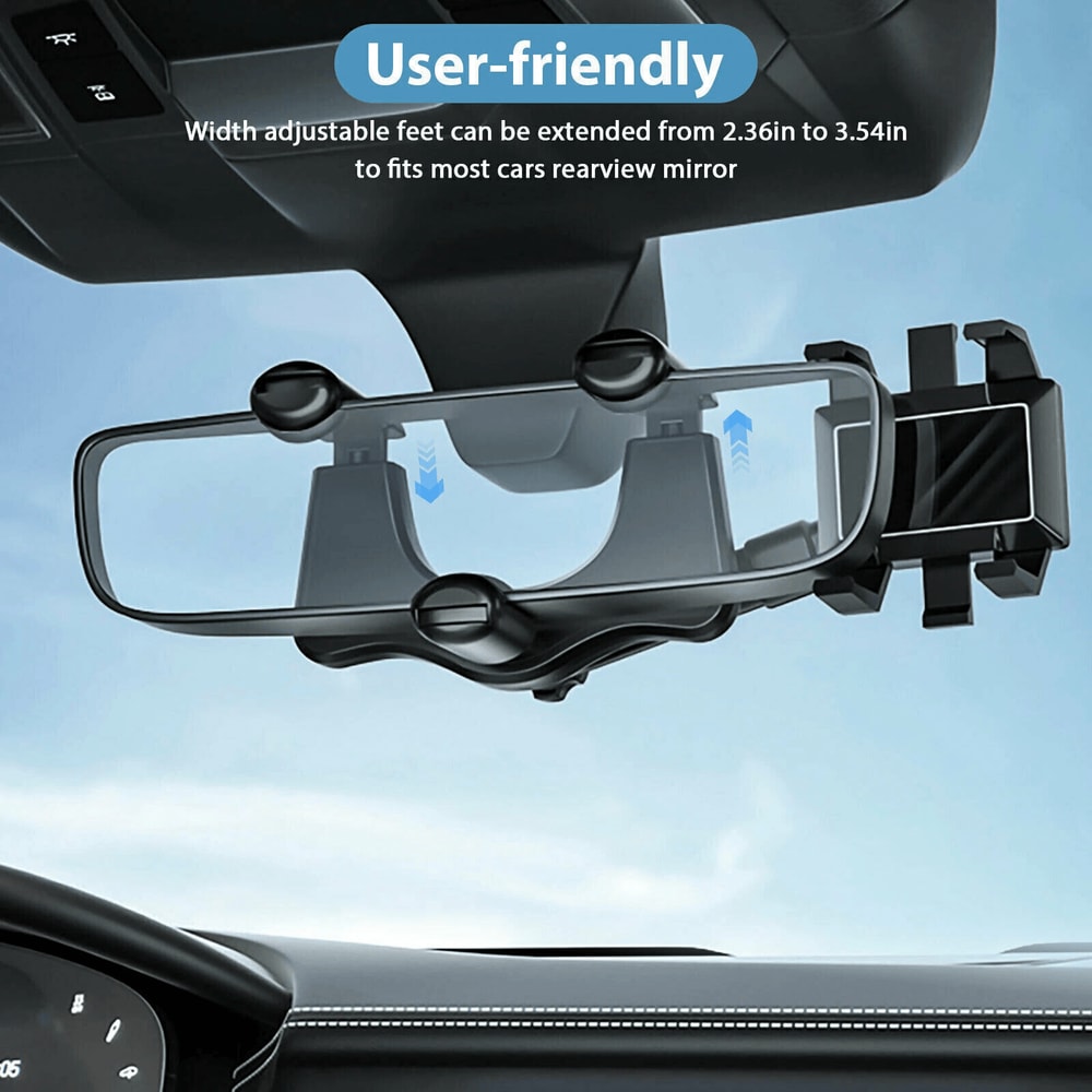 Rotatable And Retractable Holder Car Phone Stand Rear View Mirror Mount For HandsFree Use 1
