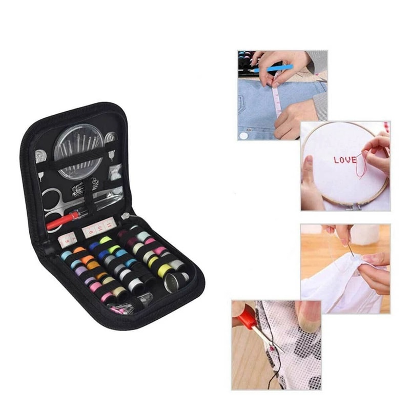 Sewing Kit With Thread Threader Needle Tape Measure Scissors Thimble TravelFriendly Set 7