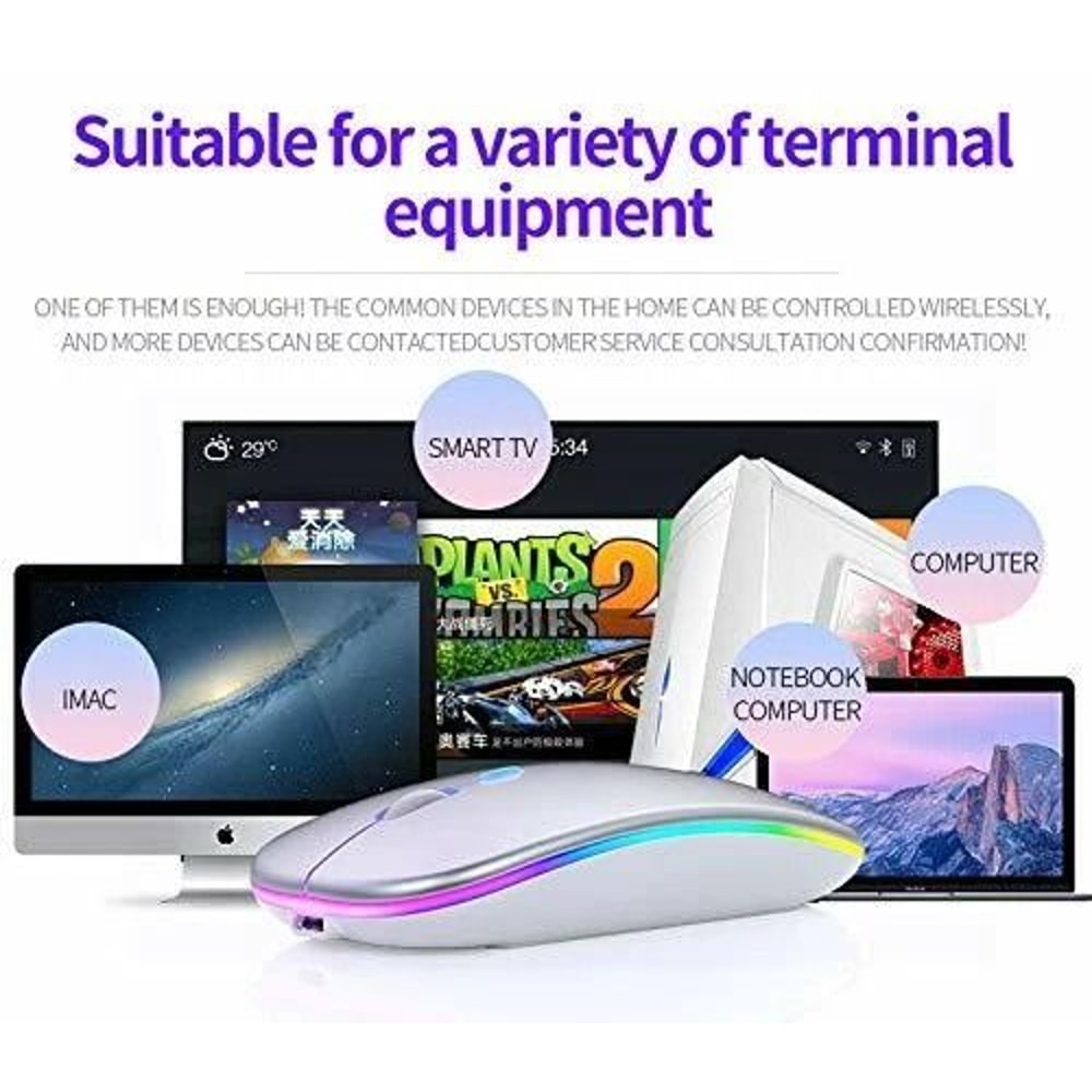 USB Rechargeable RGB Wireless Optical Mouse Cordless Mice For PC Laptop And More 9