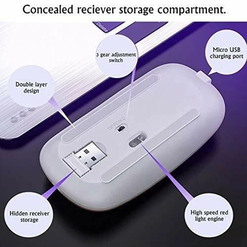 USB Rechargeable RGB Wireless Optical Mouse Cordless Mice For PC Laptop And More 10