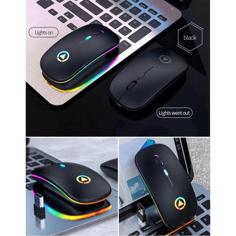 USB Rechargeable RGB Wireless Optical Mouse Cordless Mice For PC Laptop And More 4