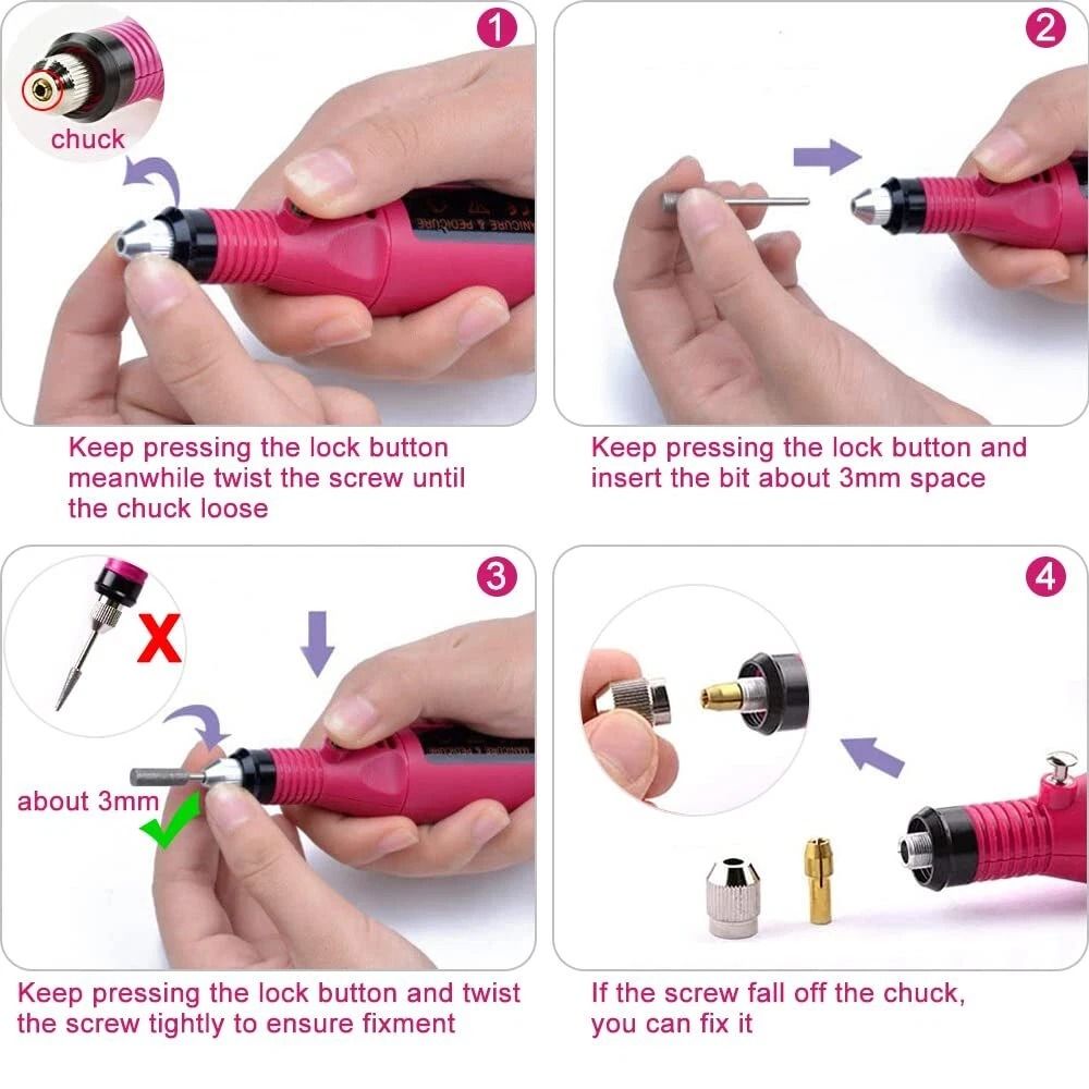 Portable Electric Nail Drill Acrylic Art File Manicure Pedicure Kit Professional Nail File For Home 3