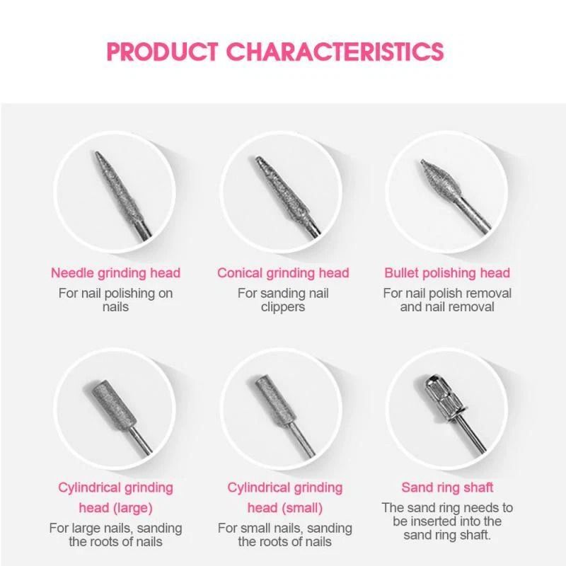 Portable Electric Nail Drill Acrylic Art File Manicure Pedicure Kit Professional Nail File For Home 4