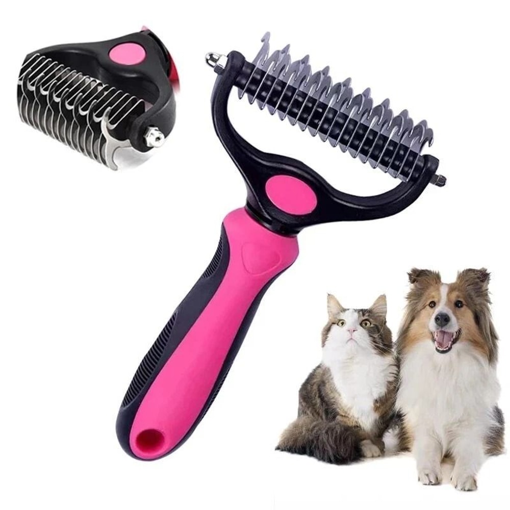 2 Sided Pet Shedding Brush Grooming Tool For Dogs Cats Undercoat Comb For Pets 11