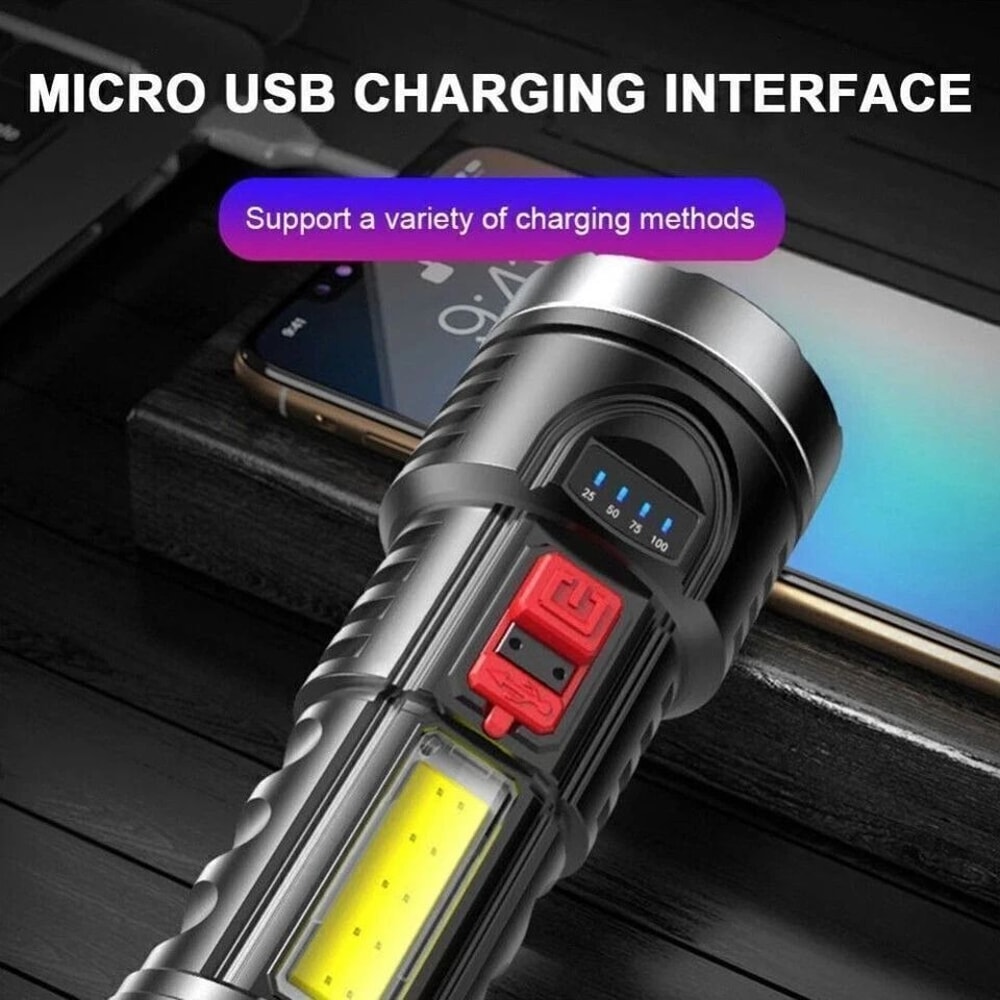 Flashlight USB Rechargeable Super Bright Torch Tactical Outdoor Camping Lamp HighPower LED Torch 4