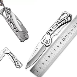 compact mini edc folding knife, carabiner survival tool for outdoor camping, lightweight pocket knife