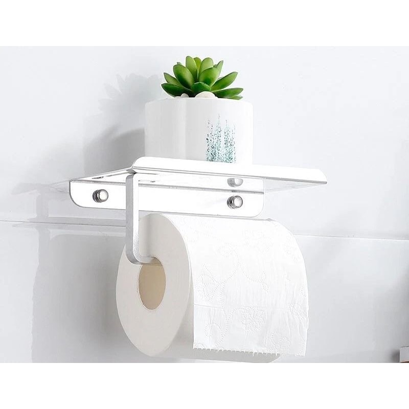 Wall Mounted Toilet Paper Holder With Mobile Phone Storage Shelf Rack For Bathroom Convenient And S 1