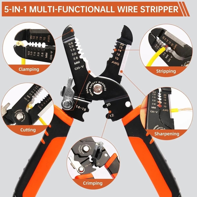 Crimper Cutter Wire Strippers Pliers Tool AWG Electric Wire 7