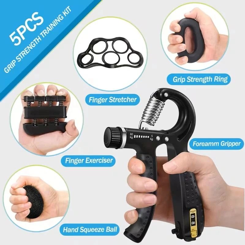Adjustable 5 In 1 Hand Grip Strength Power Trainer Gripper Strengthener Set For Fitness Rehabilitat 6