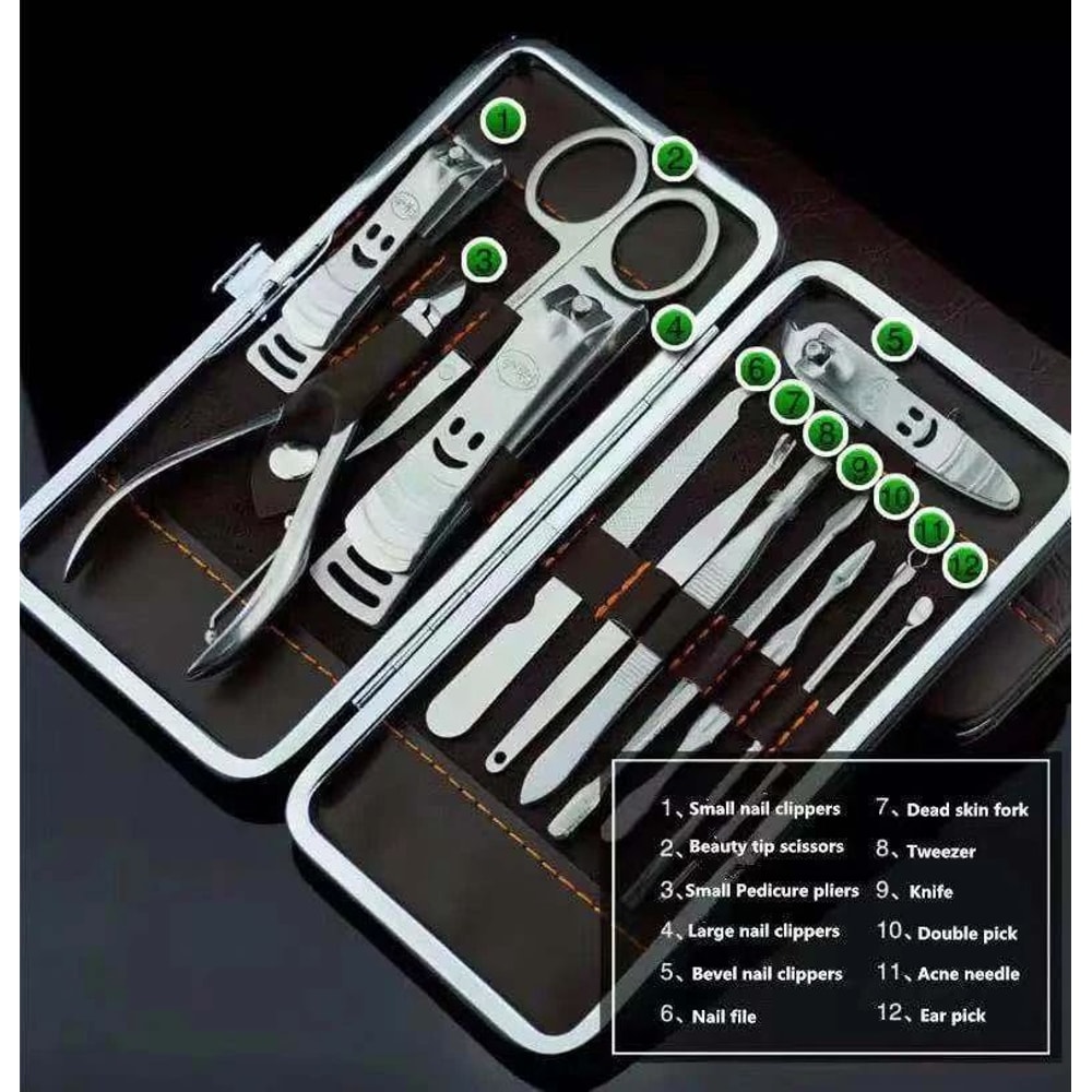 Nail Clippers Cleaner Pedicure Manicure Set Cuticle Grooming Kit Complete Tool Case For Nails 10