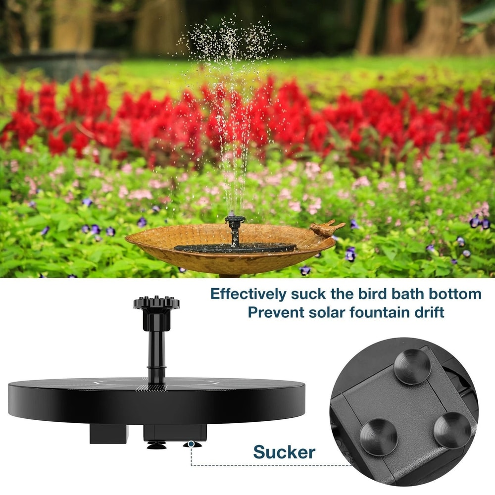 Upgrade Solar Power Bird Bath Fountain Pump Solar Fountain With Nozzles For Garden Pond Outdoor Wat 5