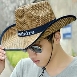braided sunhat cowboy hat for man and women, summer straw hat for beach and outdoor activities, stylish headwear
