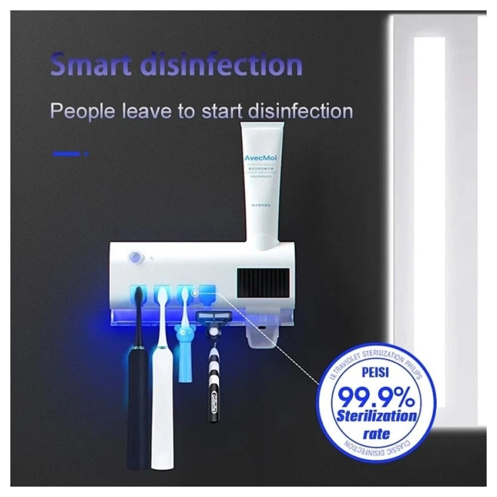 Automatic Toothpaste Dispenser Cleaner UV Light Sterilizer Toothbrush Holder For Fresh GermFree Te 2