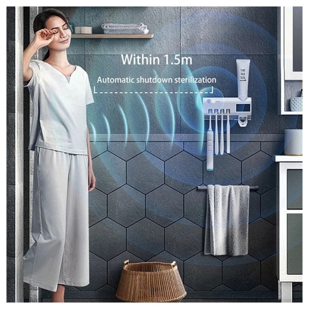 Automatic Toothpaste Dispenser Cleaner UV Light Sterilizer Toothbrush Holder For Fresh GermFree Te 6