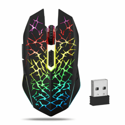 rechargeable wireless usb optical gaming mouse, 7 color led backlit, for pc, ergonomic mice