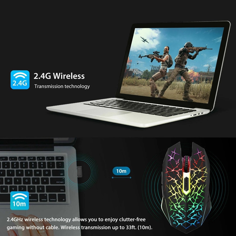 Rechargeable Wireless USB Optical Gaming Mouse 7 Color LED Backlit For PC Ergonomic Mice 3