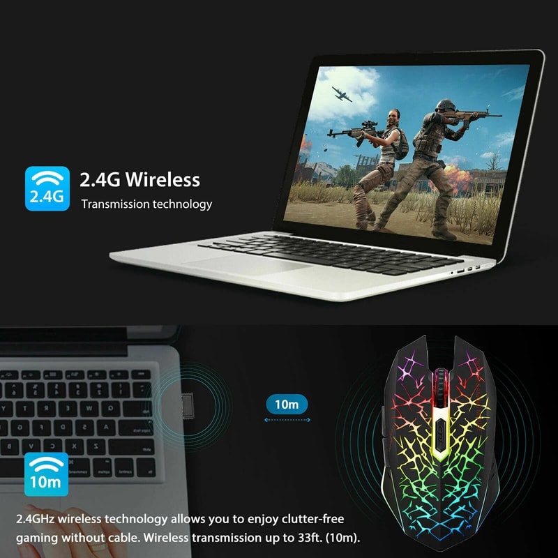 Rechargeable Wireless USB Optical Gaming Mouse 7 Color LED Backlit For PC Ergonomic Mice 3