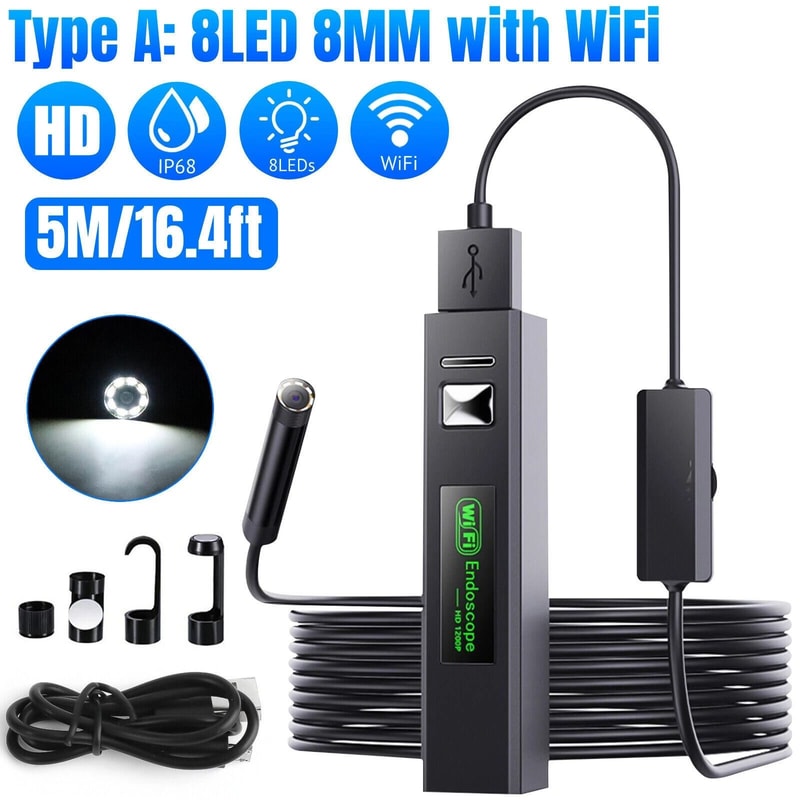 LED WiFi Borescope Endoscope Snake Inspection Camera For IPhone Android IOS 10